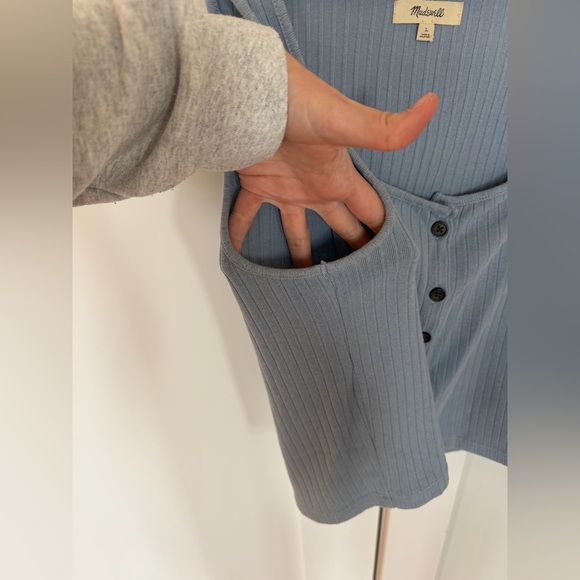 Madewell Ribbed Button Front Crop Tank Large Terrace Blue - Picture 7 of 10